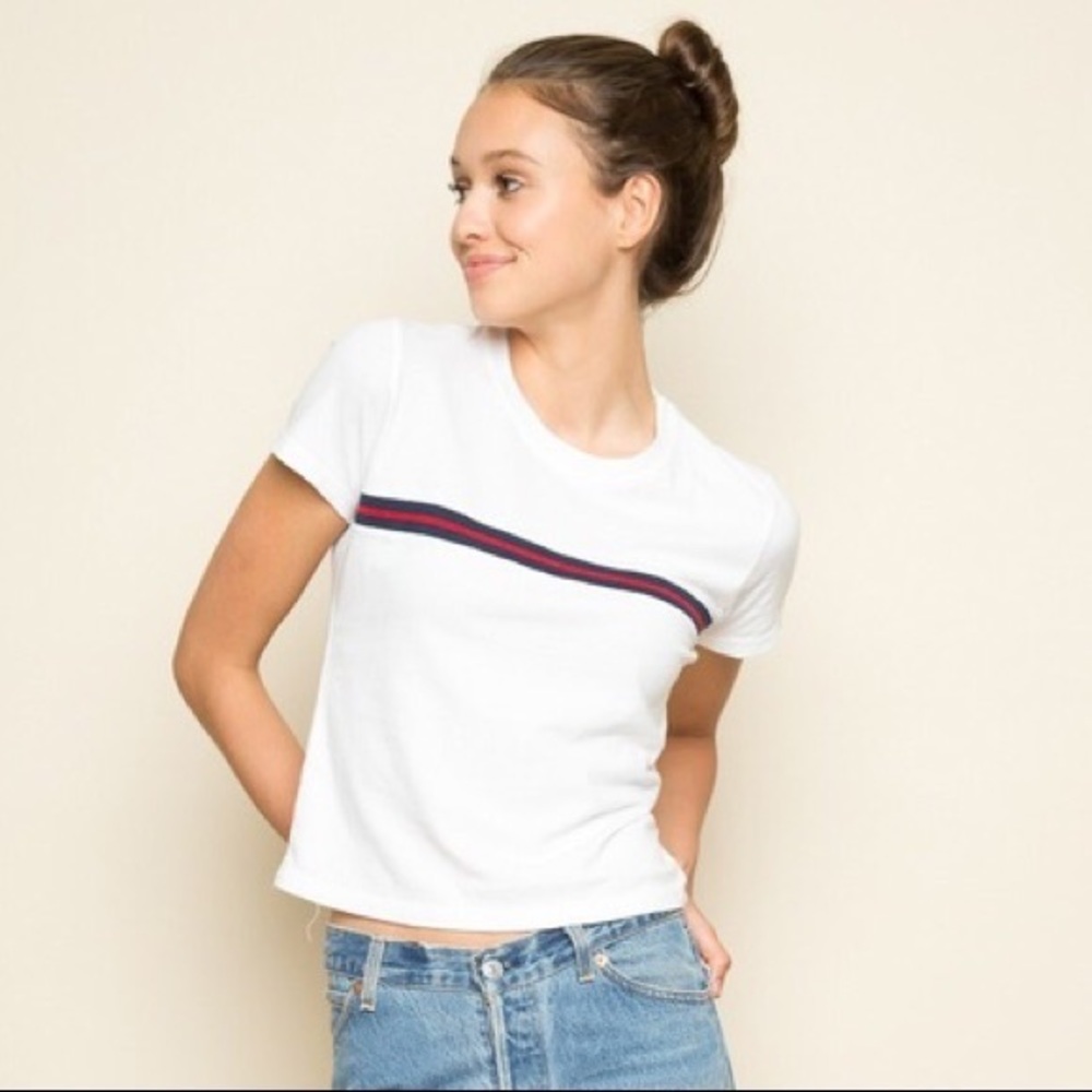 Brandy Melville Jamie Top white shirt blue red stripe